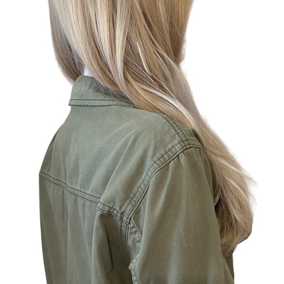 TOPSHOP Jacket Coat Plume Feathers Cotton Military Army Green Field Utility - Picture 9 of 15